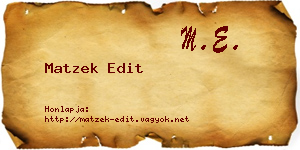 Matzek Edit névjegykártya